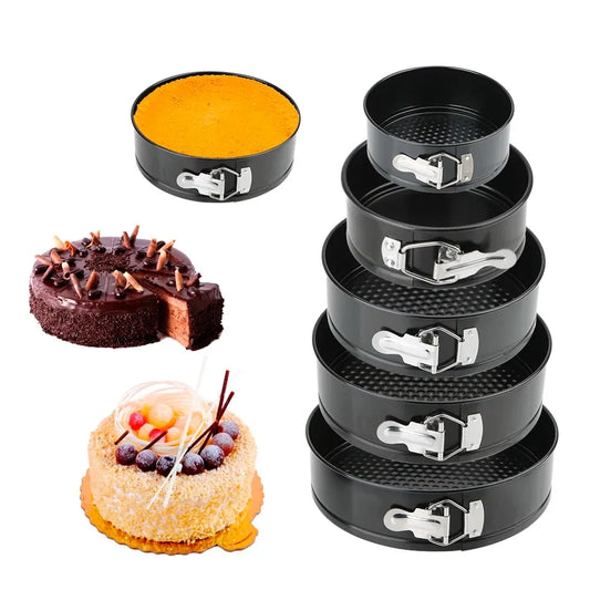 Molde de Metal antiadherente para hornear, bandeja redonda de acero al carbono con fondo extraíble, utensilios de cocina para hornear pasteles
